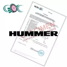 Certificat de conformité hummer